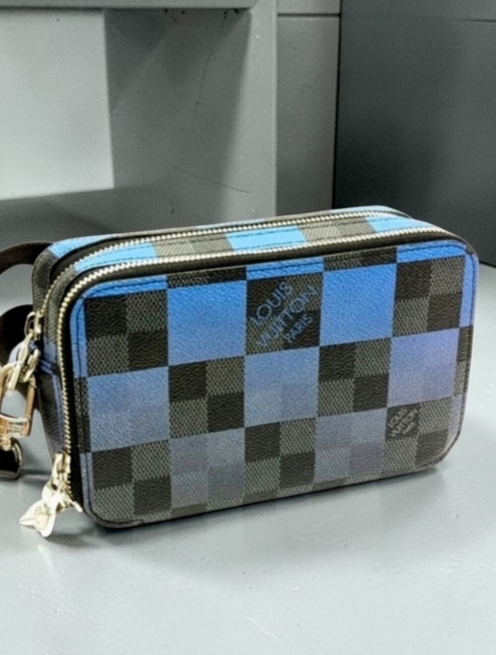 Louis Vuitton Alpha Wearable Wallet Giant Damier Cobalt Blue Indigo Leather